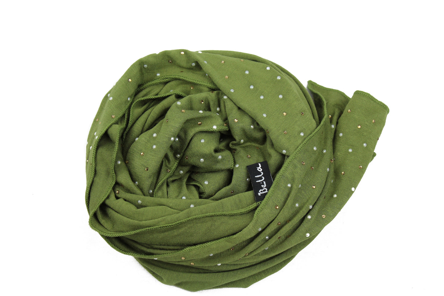 Beaded Jersey Hijab - Light Olive