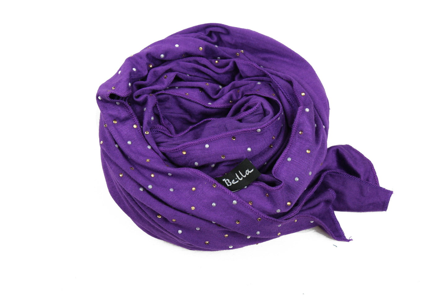 Beaded Jersey Hijab - Grape Purple