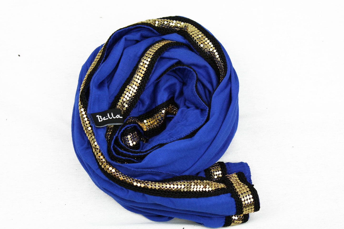 Gold Trim Jersey Hijab - Royal Blue