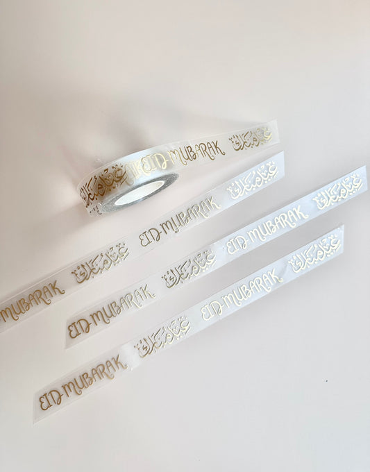 Eid Mubarak Gold Foil Transparent Decorative Tape