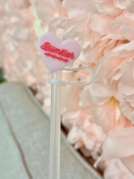 bismillah pink heart 10mm Straw topper