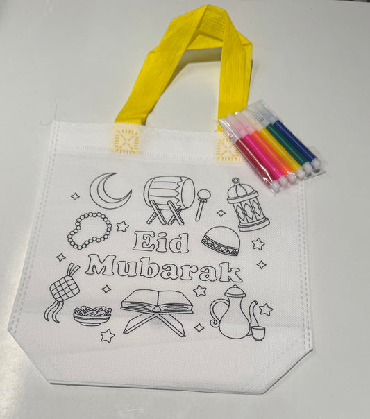 YLGS Eid tote bags with coloring markers