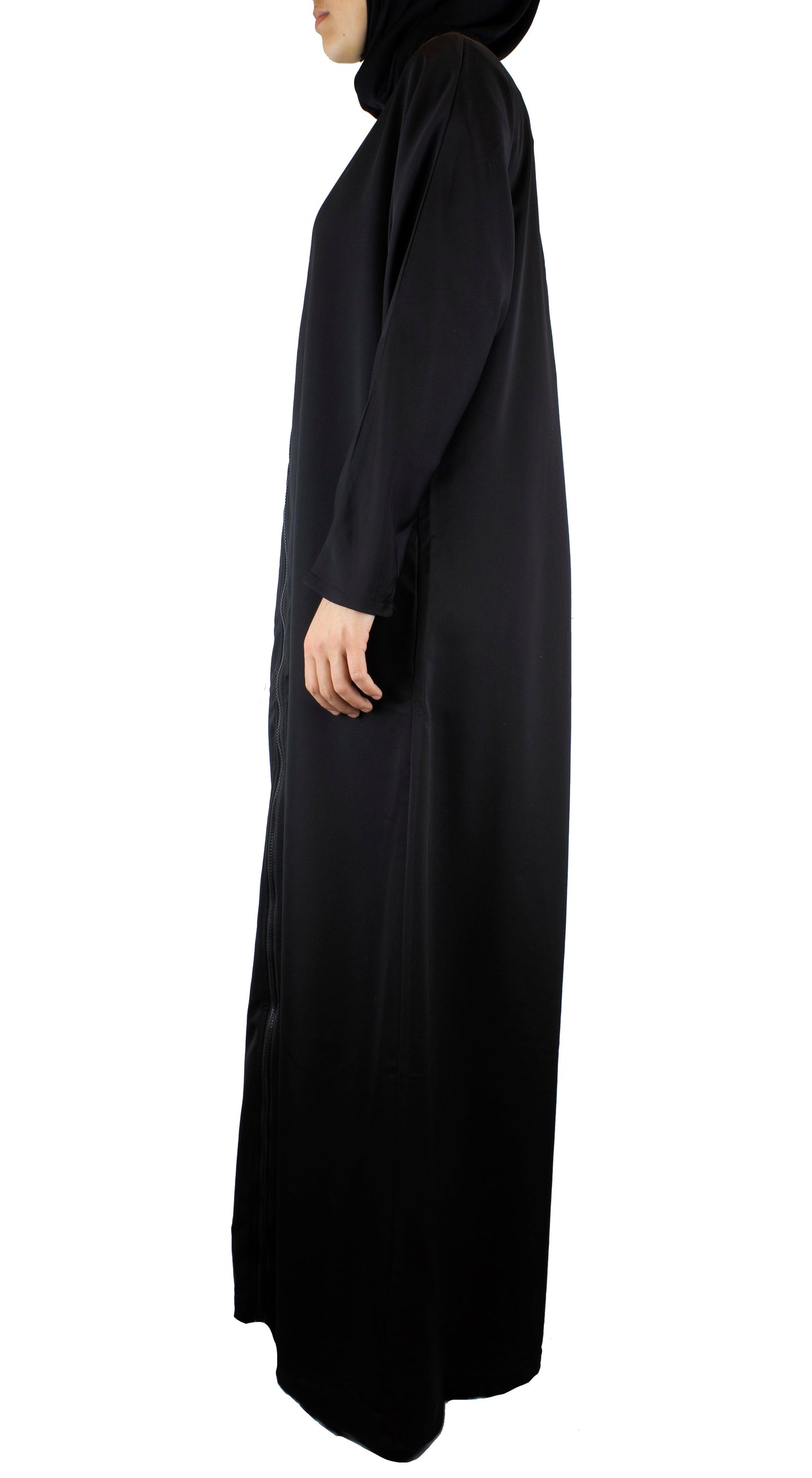 Essential Zip-Up Abaya - Black