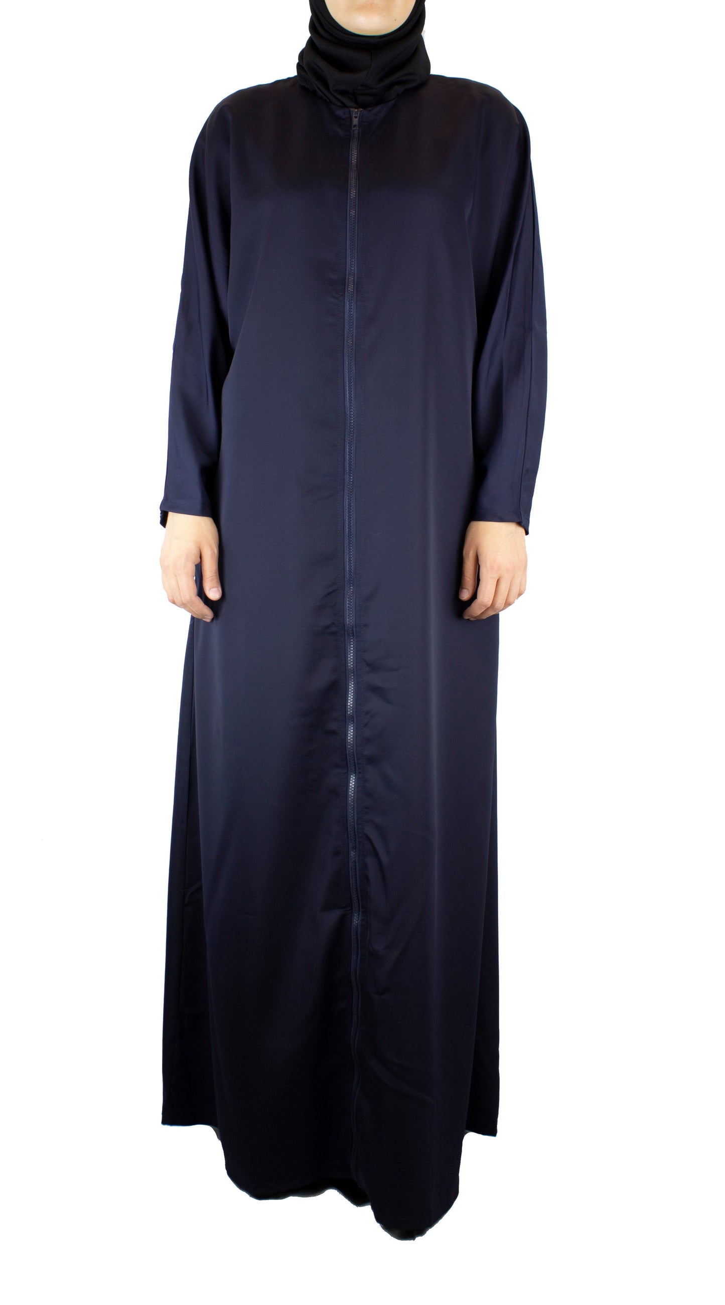 Essential Zip-Up Abaya - Navy