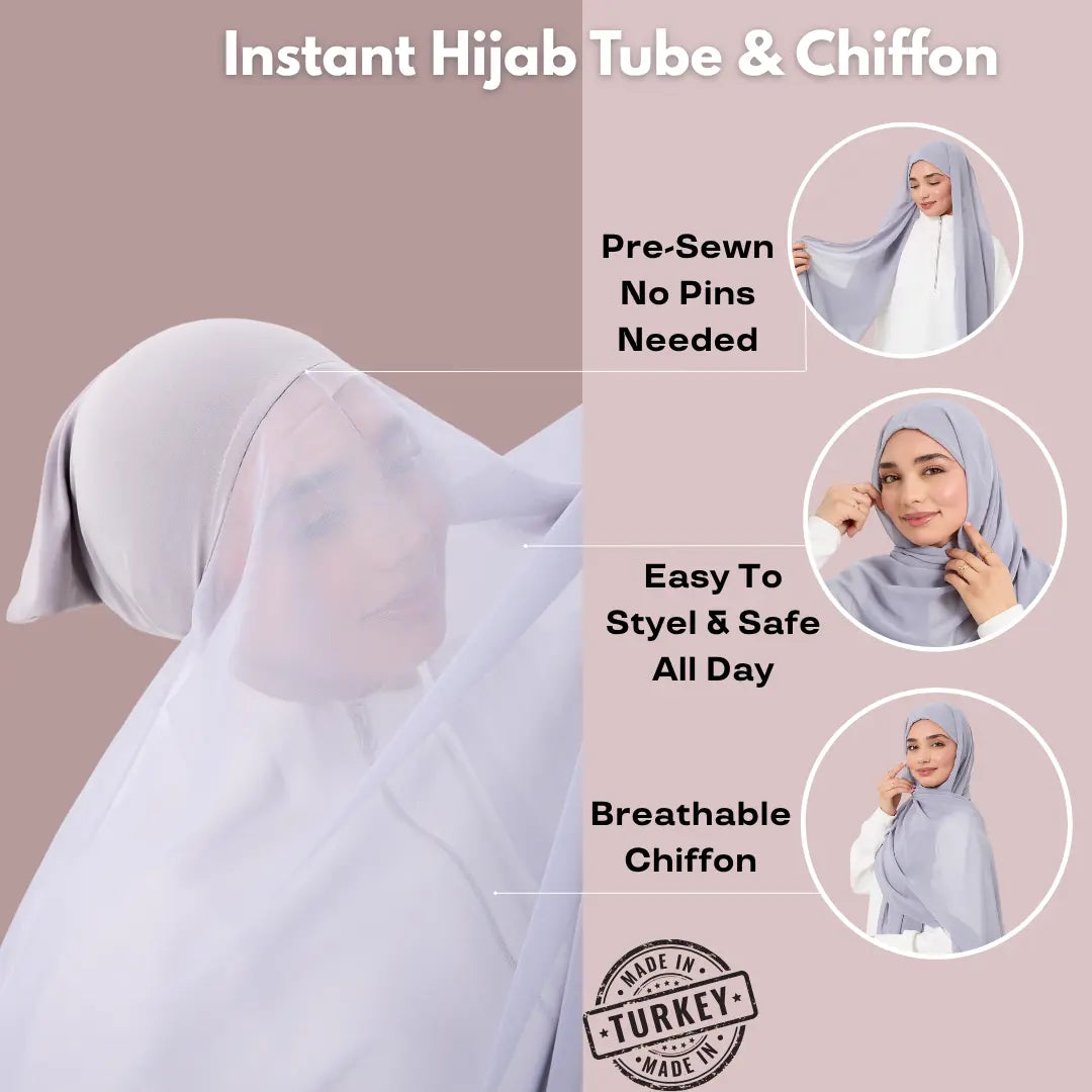 Instant Hijab - 2 in 1 Chiffon & Tube
