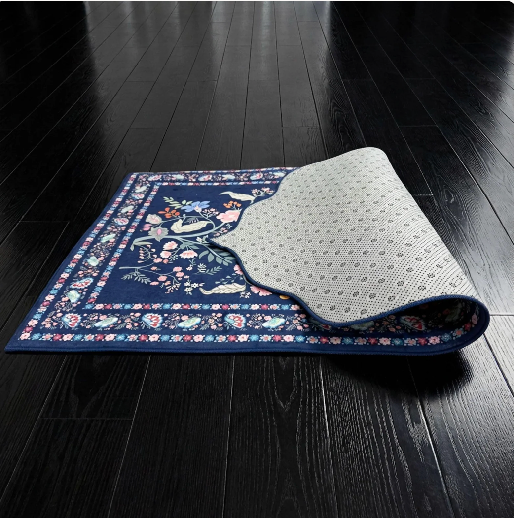 Bloom Prayer Mat for Adults – Floral , Soft Crushed Velvet, Anti-Slip Base