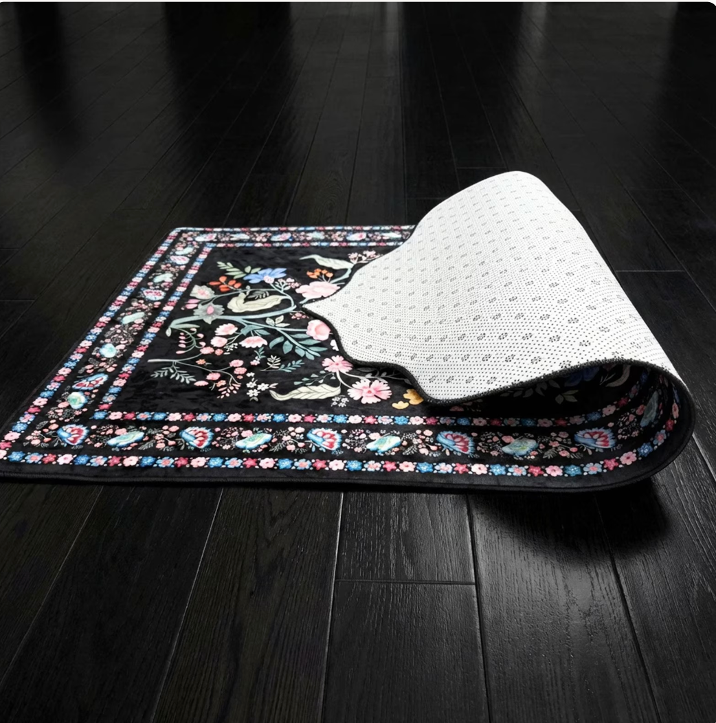 Bloom Prayer Mat for Adults – Floral , Soft Crushed Velvet, Anti-Slip Base