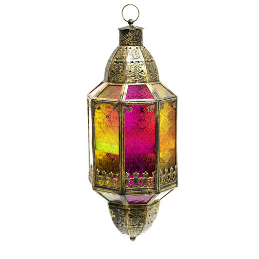 Colored Glass Hanging Lantern