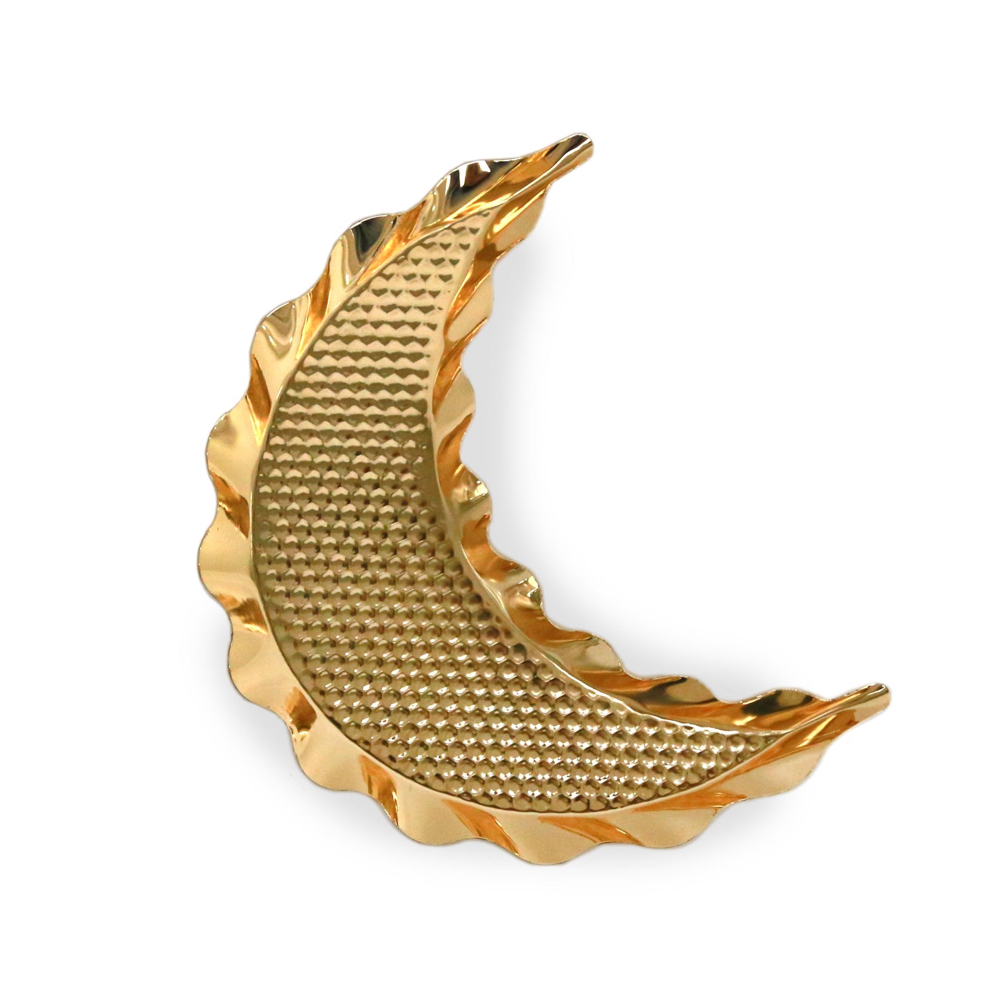 Hammered Moon Tray – Metal Crescent Tray for Ramadan