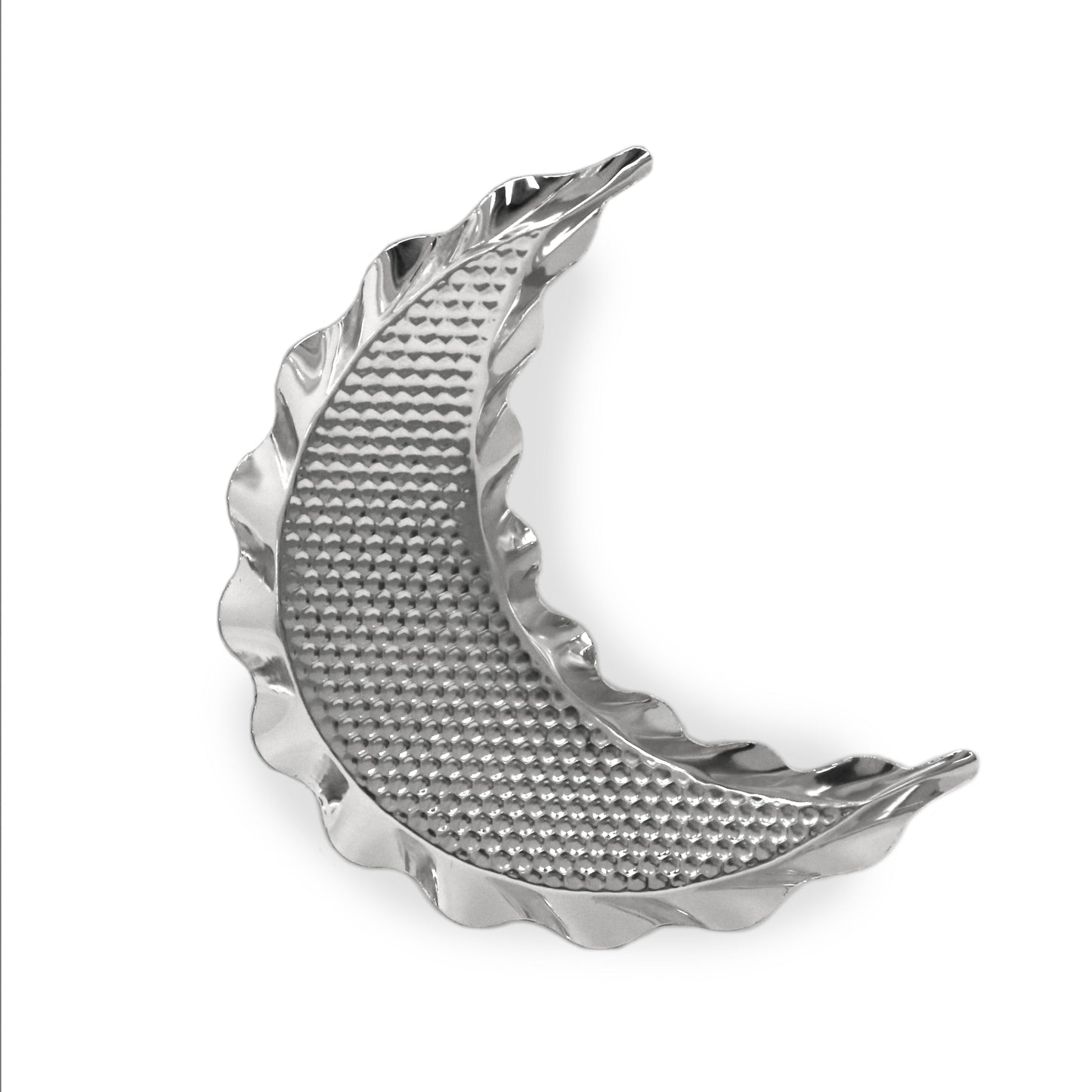 Hammered Moon Tray – Metal Crescent Tray for Ramadan