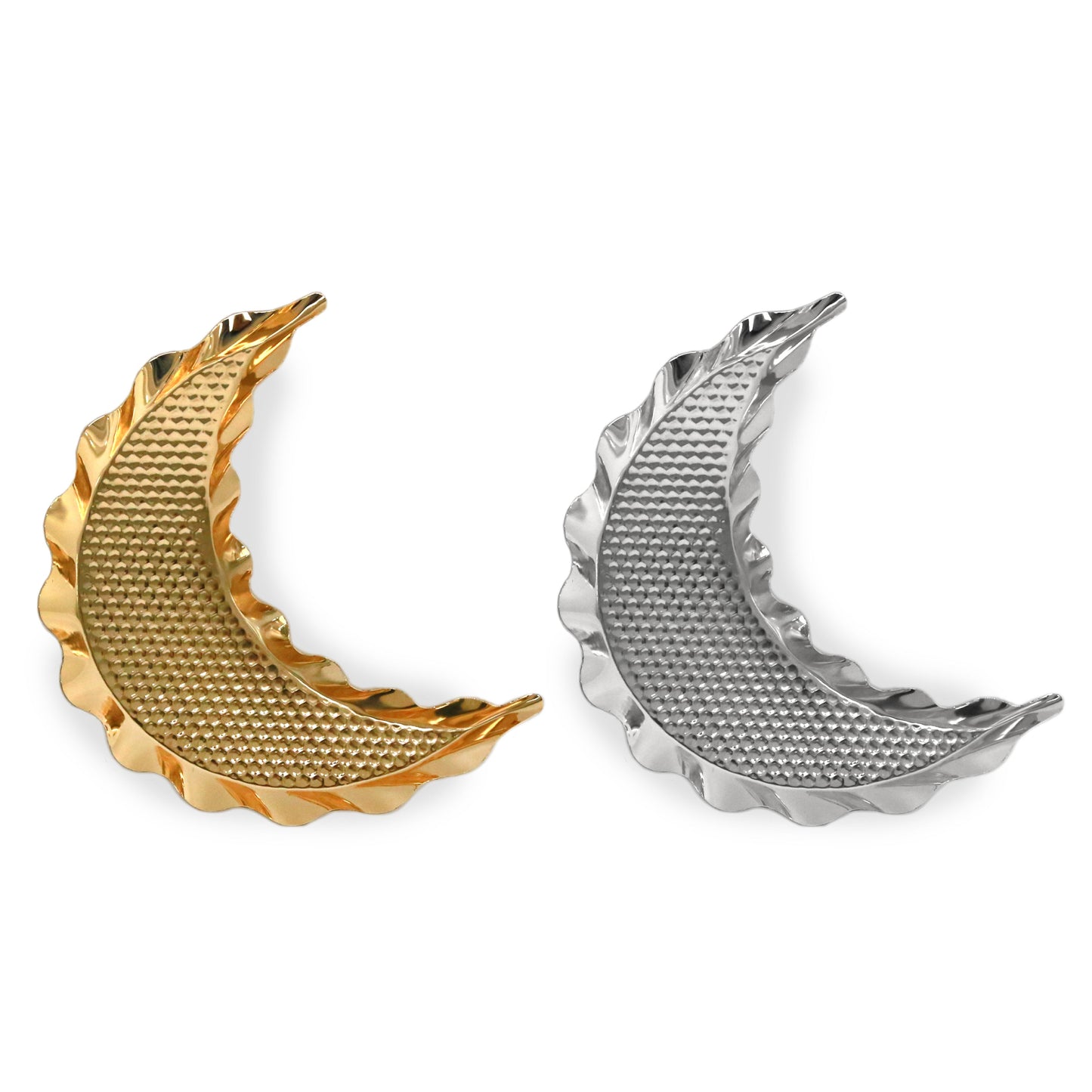 Hammered Moon Tray – Metal Crescent Tray for Ramadan