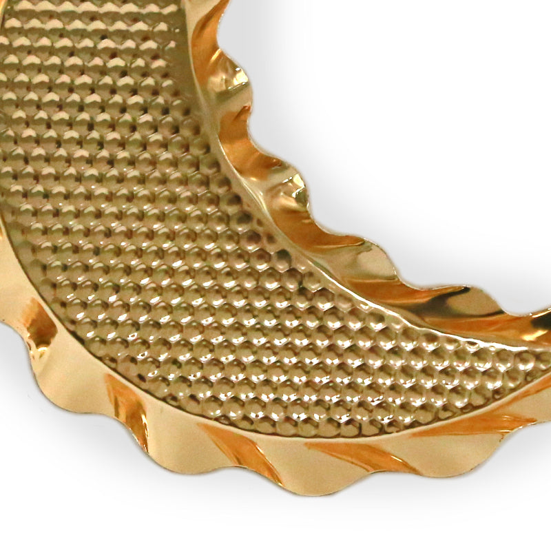 Hammered Moon Tray – Metal Crescent Tray for Ramadan