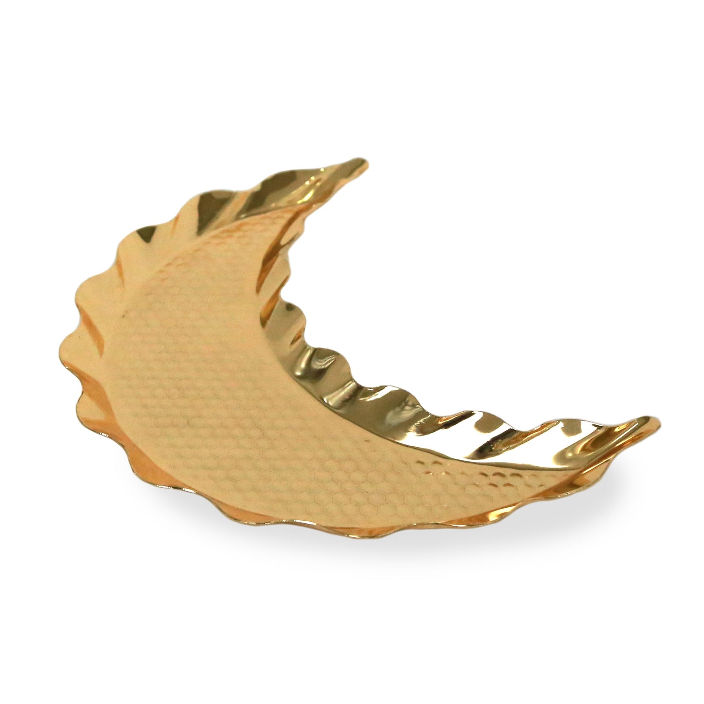 Hammered Moon Tray – Metal Crescent Tray for Ramadan