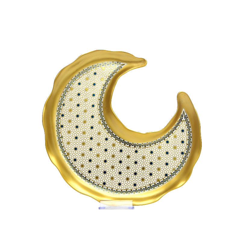Jali Moon Plate in Navy or Burgundy Ramadan Décor
