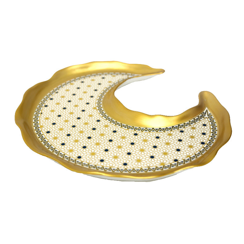 Jali Moon Plate in Navy or Burgundy Ramadan Décor