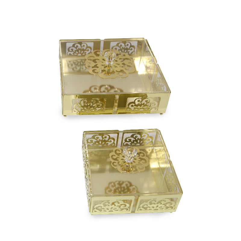 Joude Acrylic Dessert Box with Metal Ornamentation