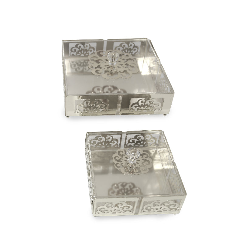 Joude Acrylic Dessert Box with Metal Ornamentation