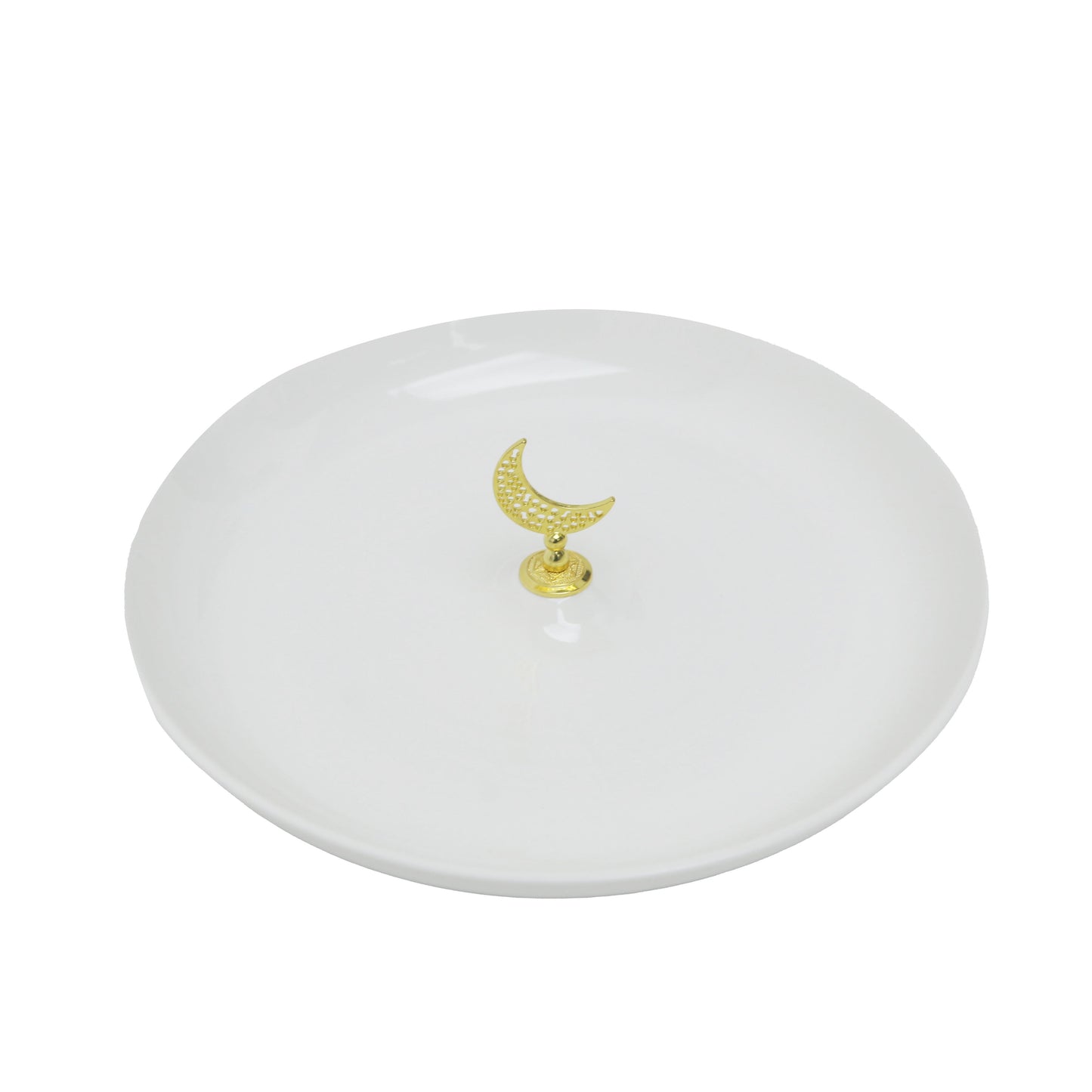 Jali Ceramic Plate with Crescent Moon Handle