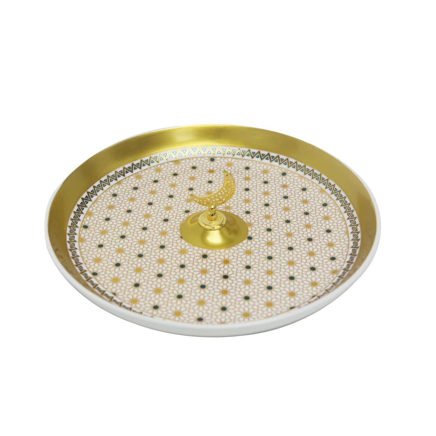 Patterned Jali Plate with Crescent Moon Handle