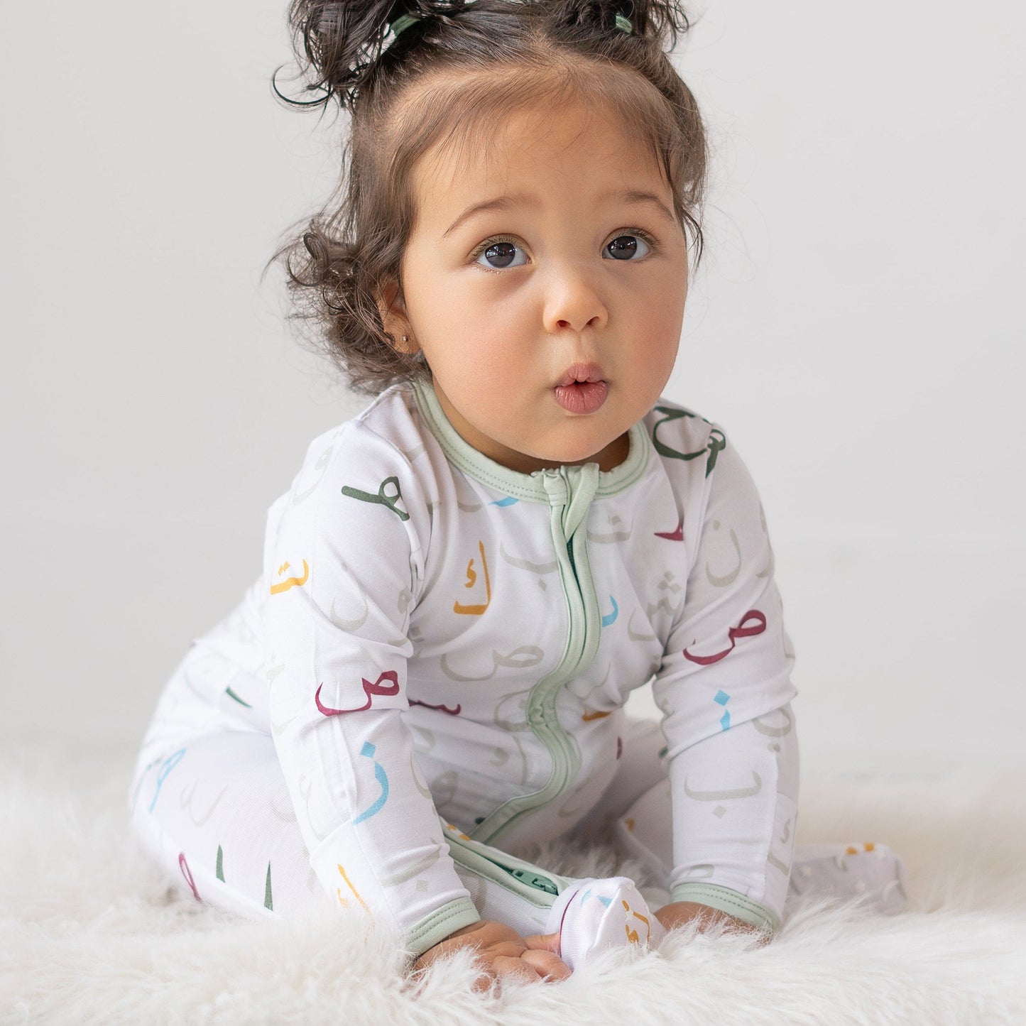 Arabic Alphabet Bamboo Footed Romper