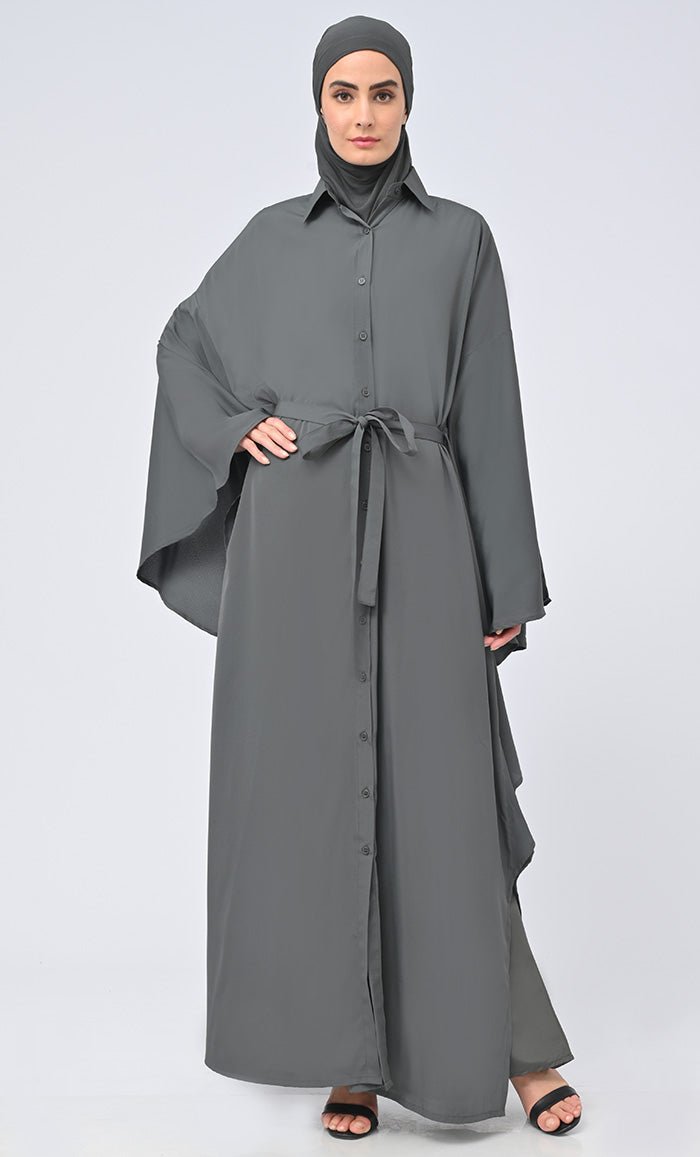 Islamic Button Down Kaftan Abaya With Matching Hijab