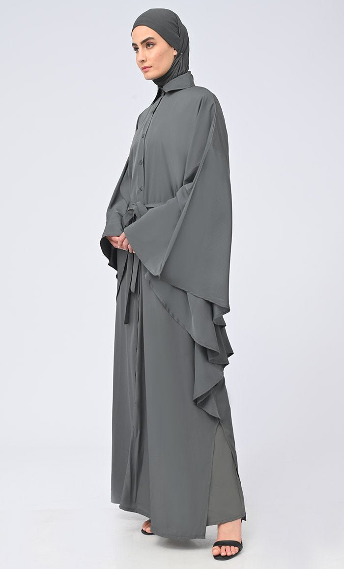 Islamic Button Down Kaftan Abaya With Matching Hijab
