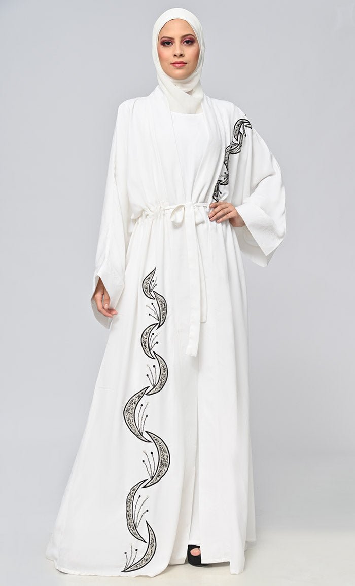 Shrug Abaya with Inner & Adjustable Belt – crepe Fabric