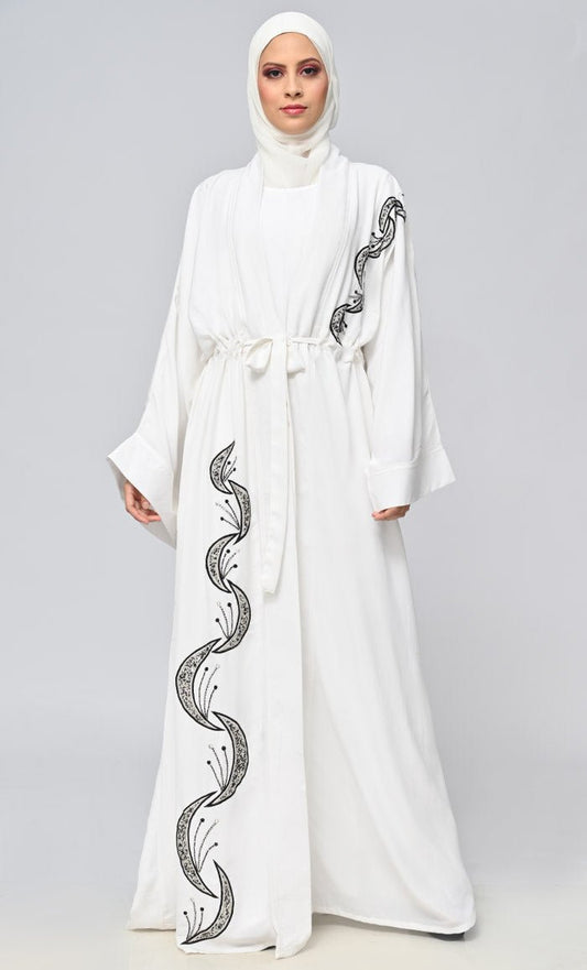 Shrug Abaya with Inner & Adjustable Belt – crepe Fabric