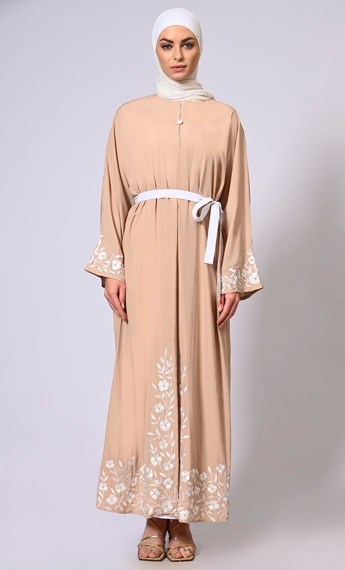 Florish Sand Abaya with adjustable belt