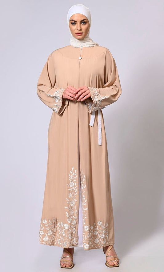 Florish Sand Abaya with adjustable belt