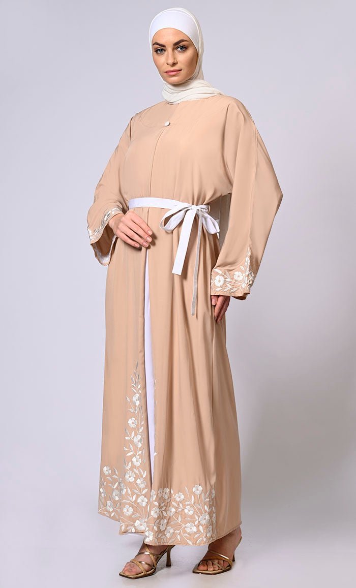 Florish Sand Abaya with adjustable belt