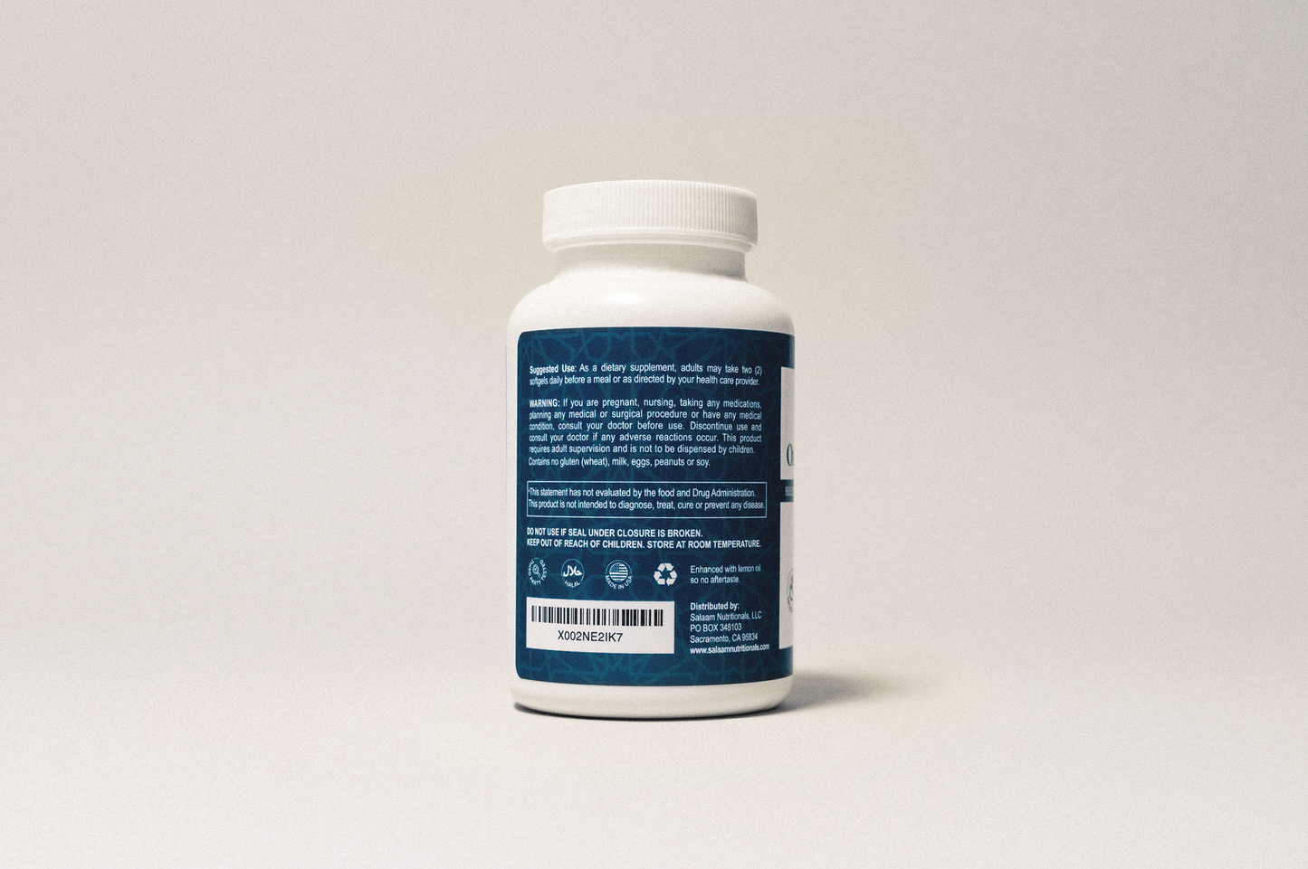 Halal Fish Oil 2000mg Omega-3 Soft Gels with EPA & DHA - 60 Count | Salaam Nutritionals