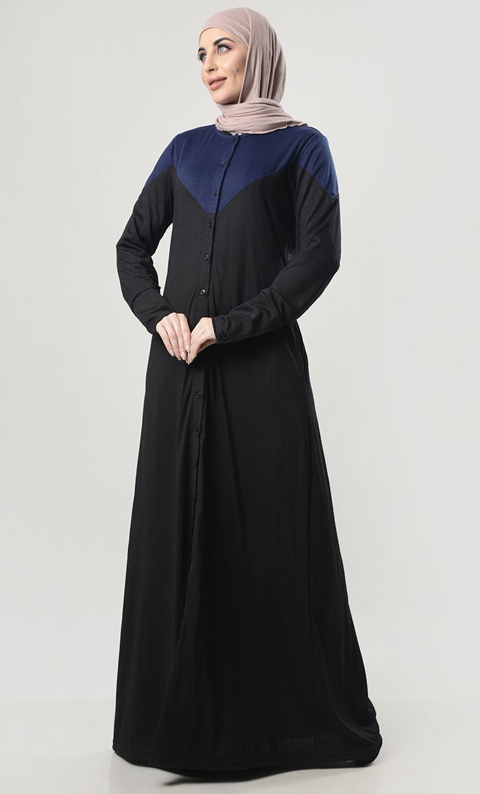Front Button Down Jersey Modest Abaya