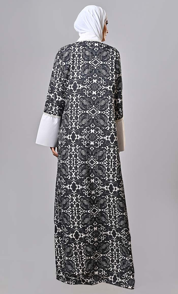 2pc set printed lace intricate shrug with inner and belt