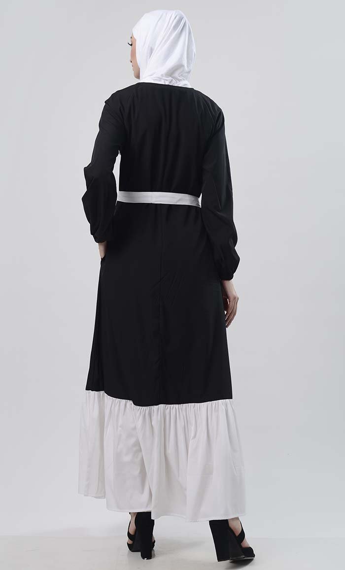 Lace Detailed Abaya With Pockets