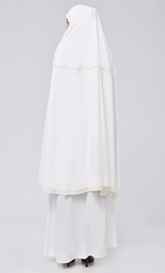 Maghrib Modest Lace Khimar Prayer Dress For Women