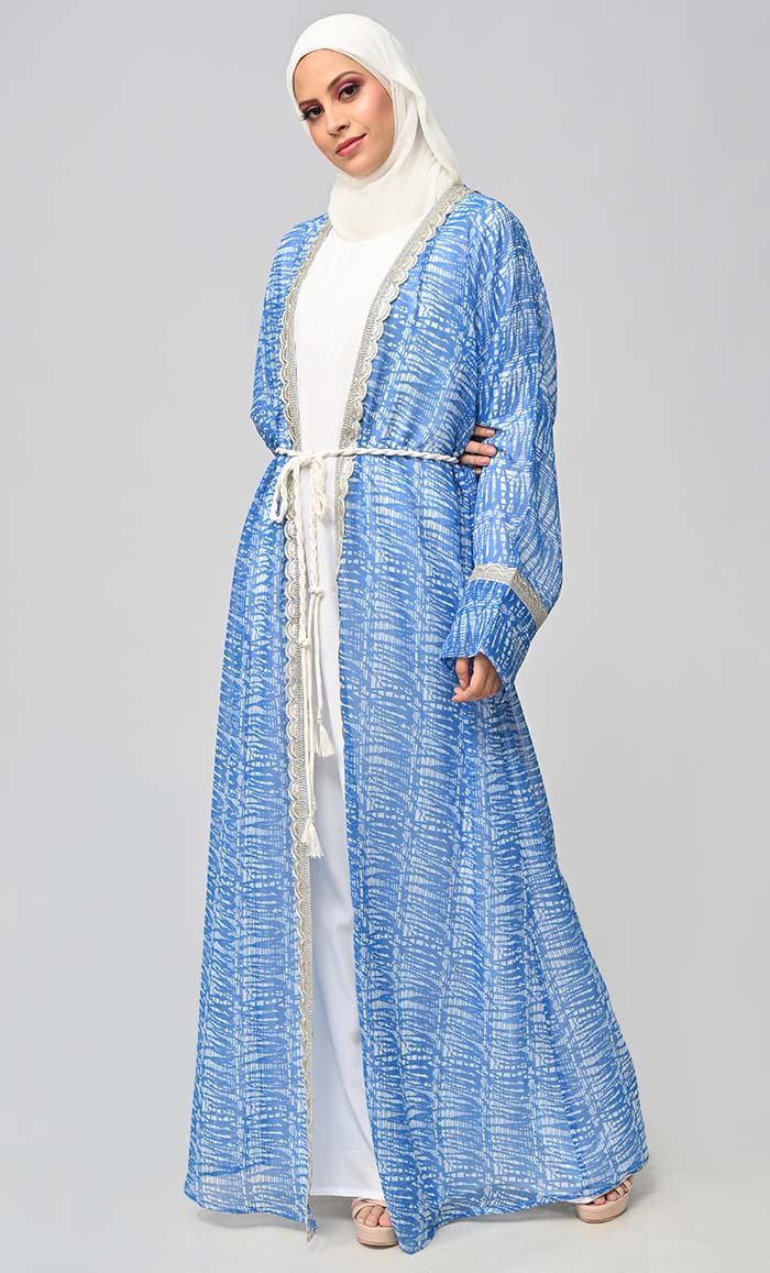Majestic Fusion: Islamic Printed Bisht Abaya With Inner