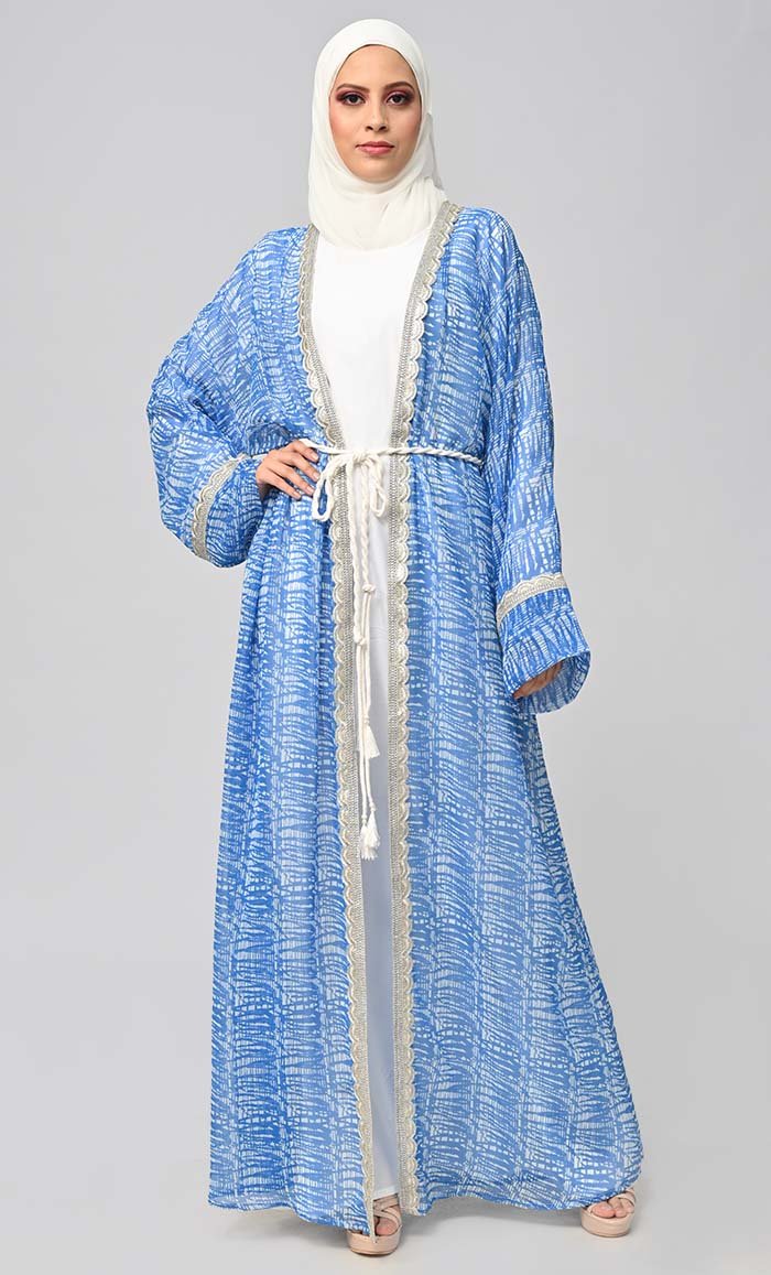Majestic Fusion: Islamic Printed Bisht Abaya With Inner