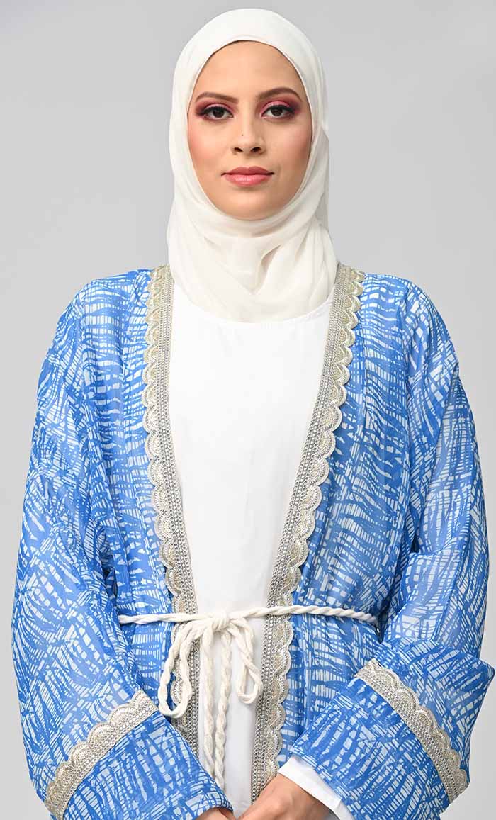 Majestic Fusion: Islamic Printed Bisht Abaya With Inner