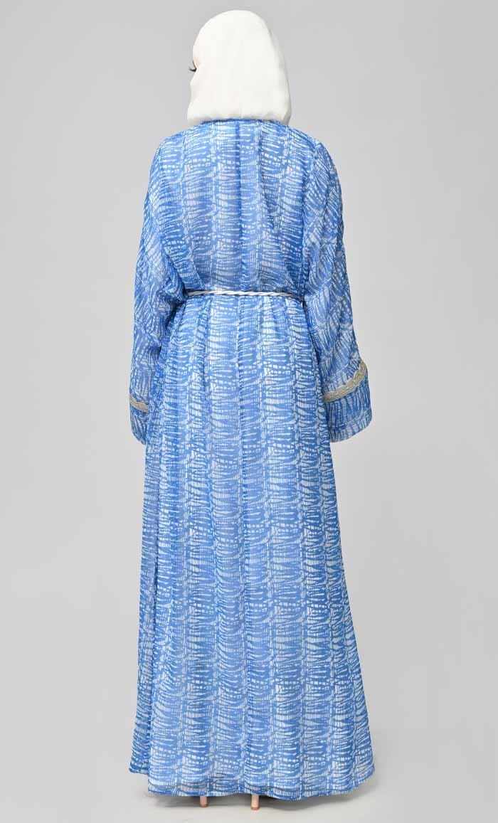 Majestic Fusion: Islamic Printed Bisht Abaya With Inner