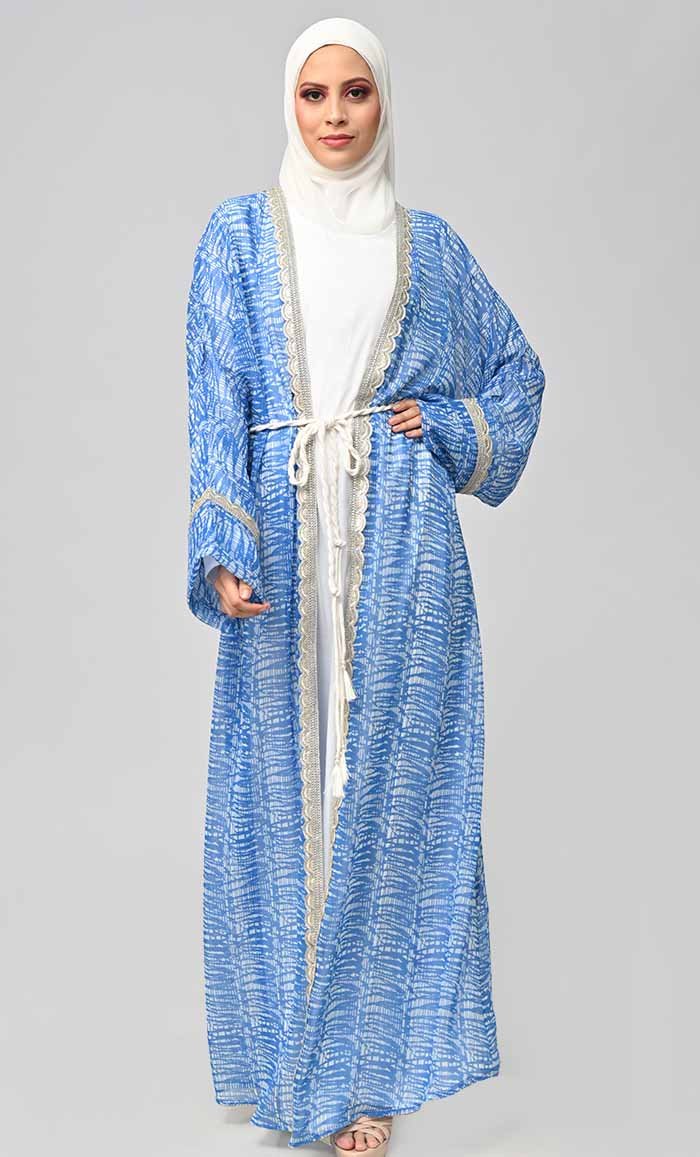 Majestic Fusion: Islamic Printed Bisht Abaya With Inner
