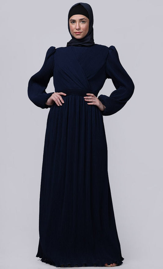 Ramadan Special Amazing Puff Sleeves And Overlaped Detailing  Abaya