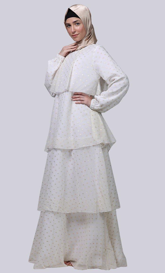 Ramadan Special White Mult-Layered Abaya