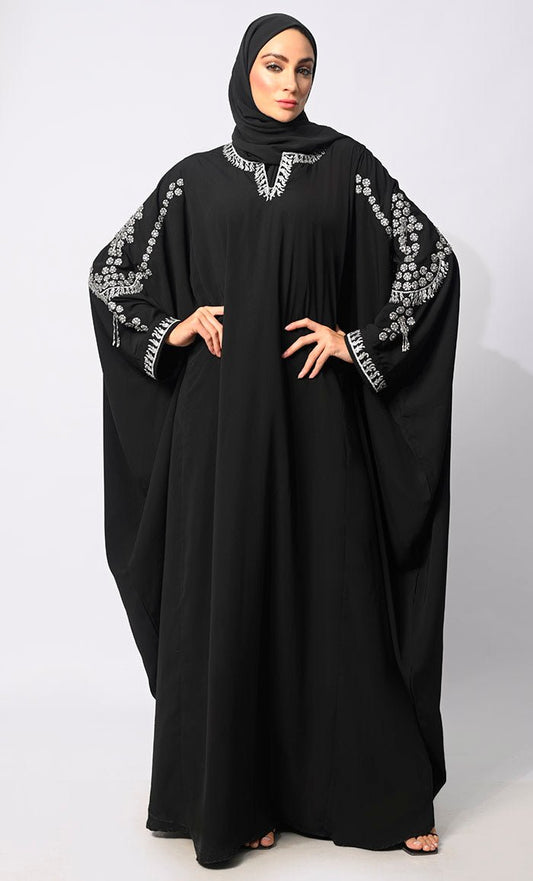 Traditional Arabian Black Farasa Adorned with Sitara Work
