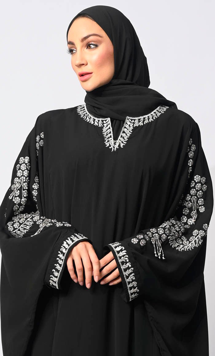 Traditional Arabian Black Farasa Adorned with Sitara Work