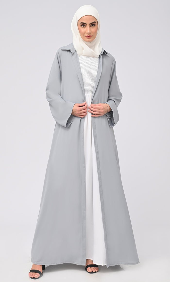 Women's pleated Abaya With Button Down shrug