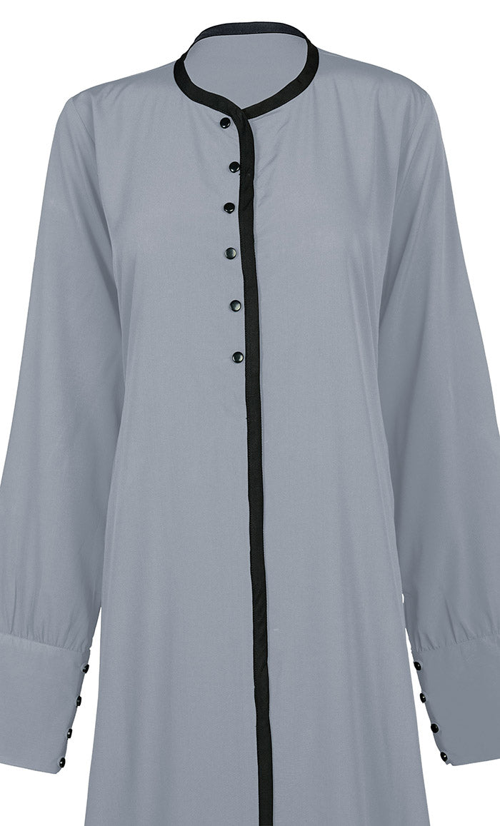 Women's Comfortable Basic Grey Crepe Abaya With Pockets