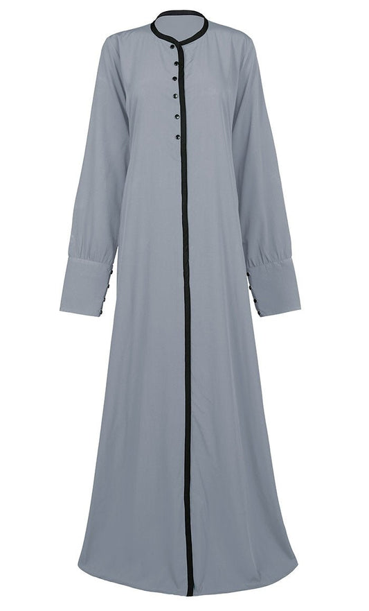 Women's Comfortable Basic Grey Crepe Abaya With Pockets