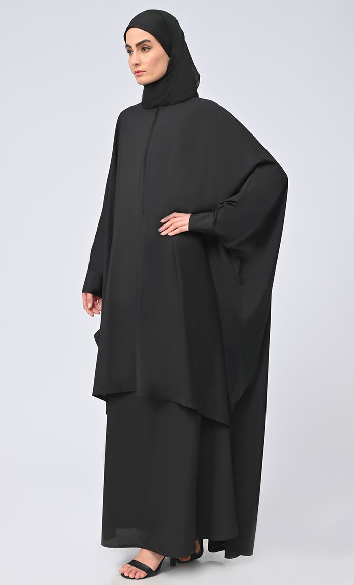 Crepe wrapover lined Abaya With string hijab included