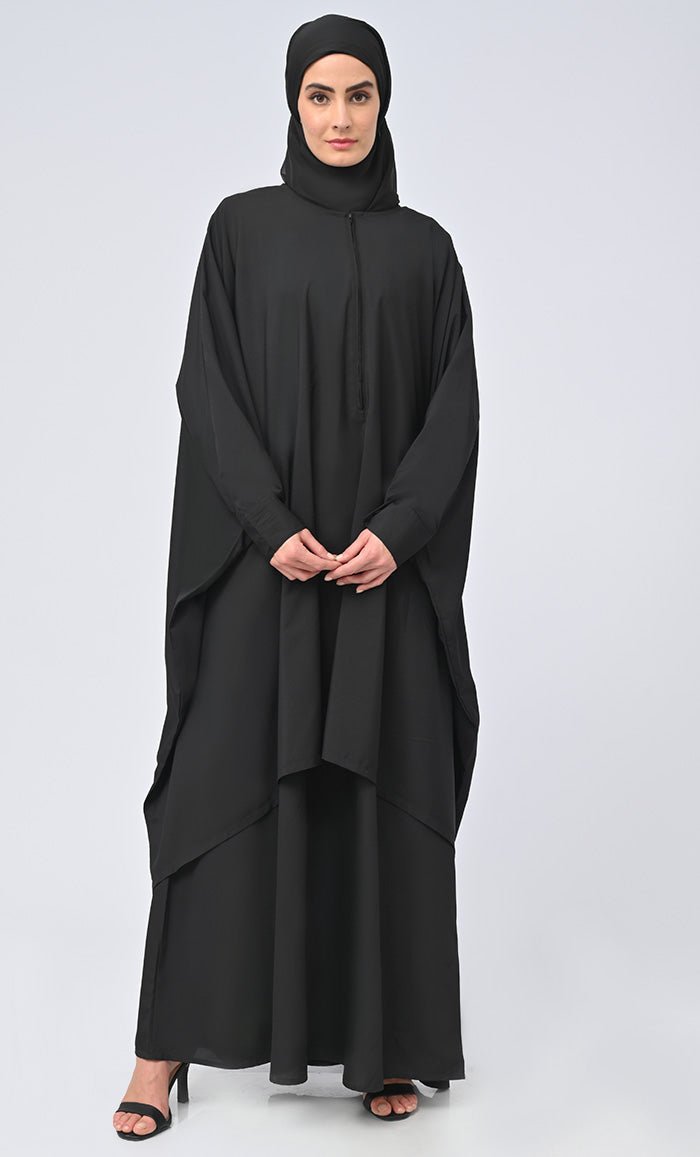 Crepe wrapover lined Abaya With string hijab included